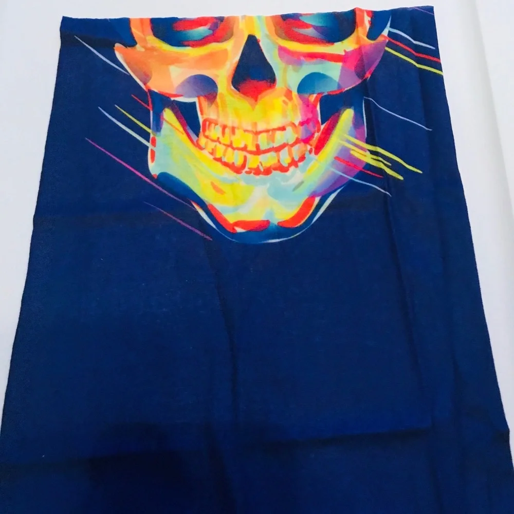 Neon Skull Paint 16 n 1 Neck Gaiter Face Cover Dust Mask Biker Rag